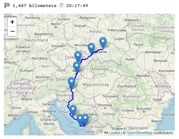 Route tracking of a road-trip using GoBlog and OpenstreetMaps