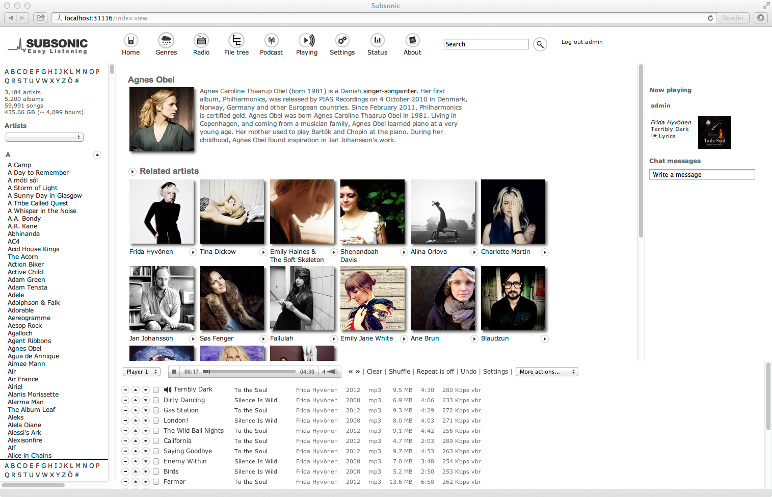 subsonic + musiccabinet related artists
